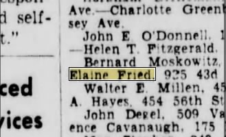 Moskowitz-Fried marriage license notice 1941