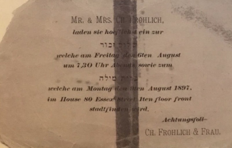 1897 Frohlich bris invitation