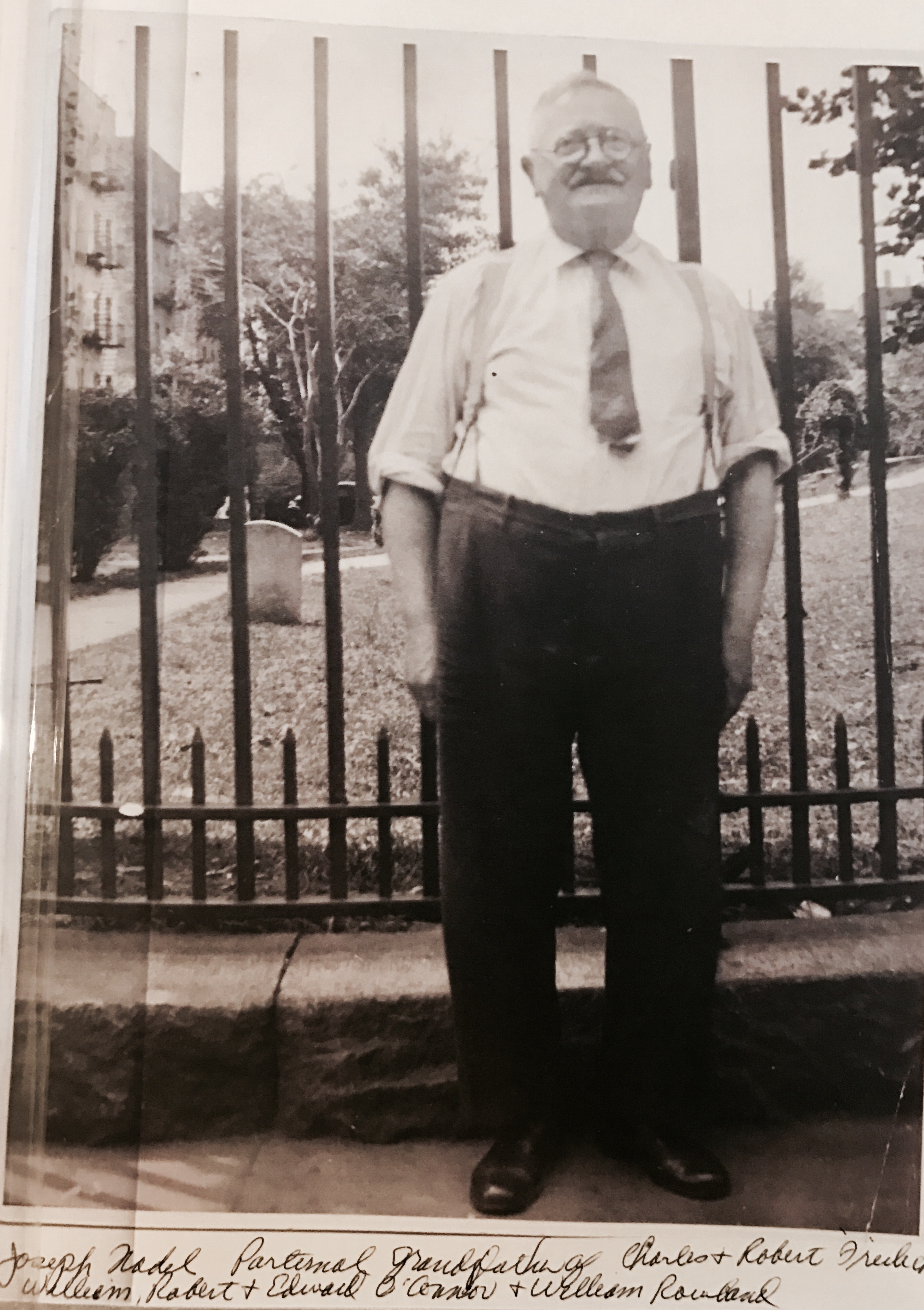 Joseph Nadel at cemetery fence