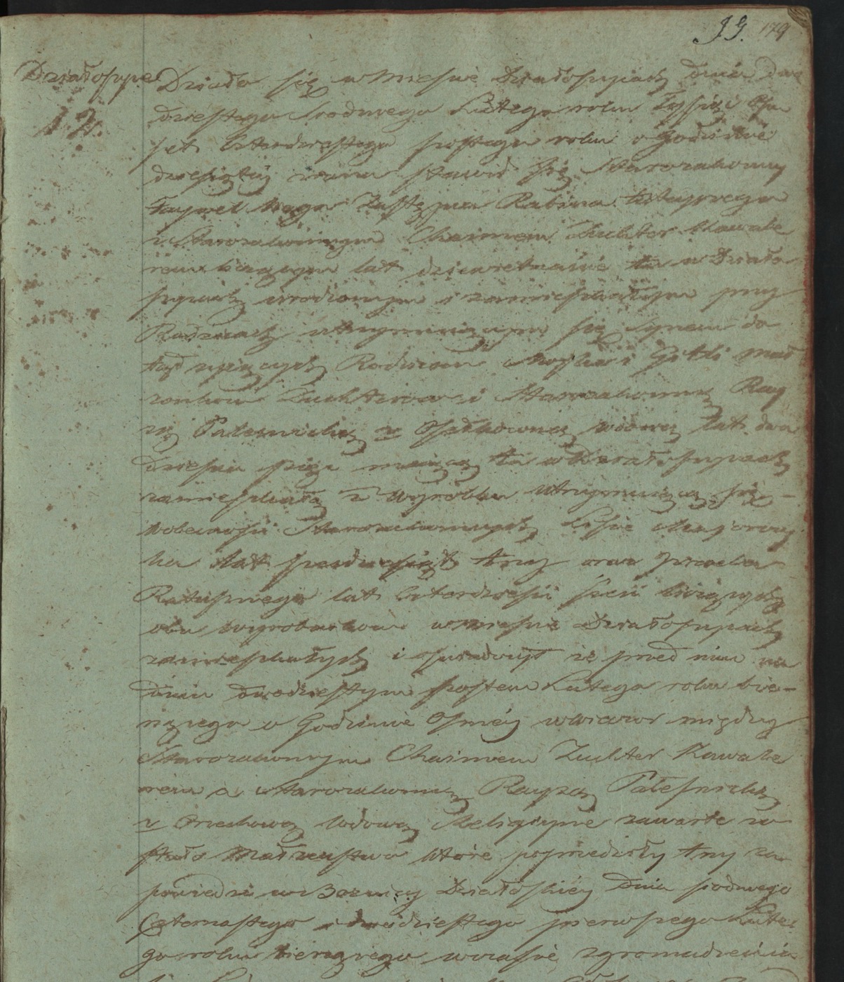 1846 Działoszyce marriage record of Chaim Zuchter and Rojza, act 12