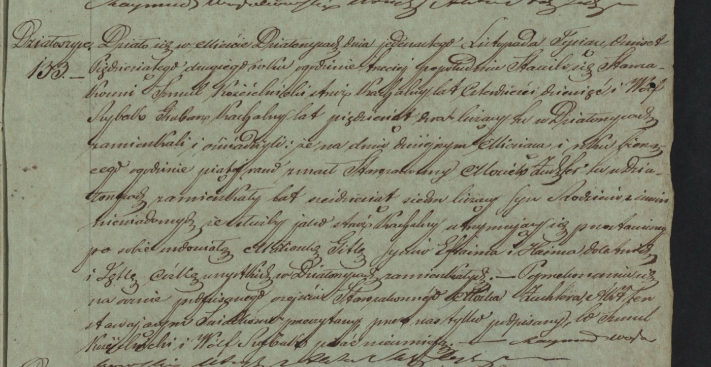 1852 Działoszyce death record of Mosiek Zuchter, act 133